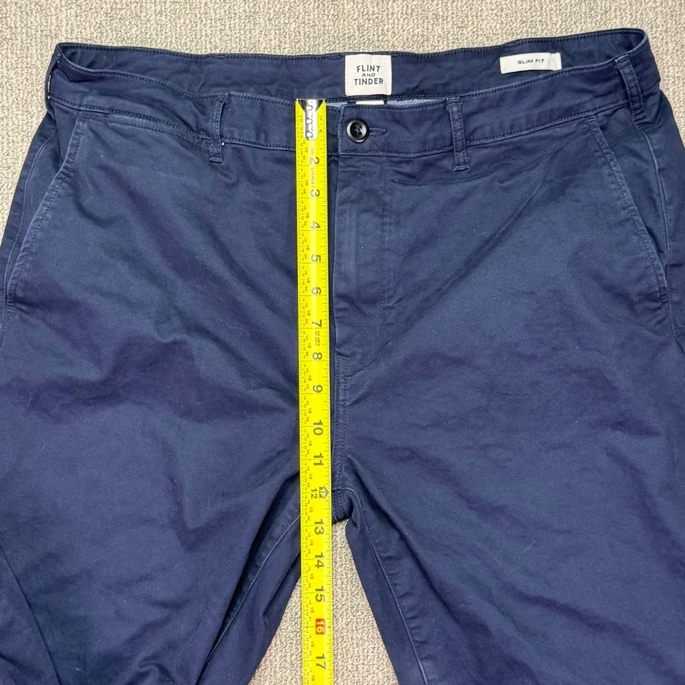 Flint and Tinder Navy Blue Slim Fit Stretch Chino Pants Men Size 38x32